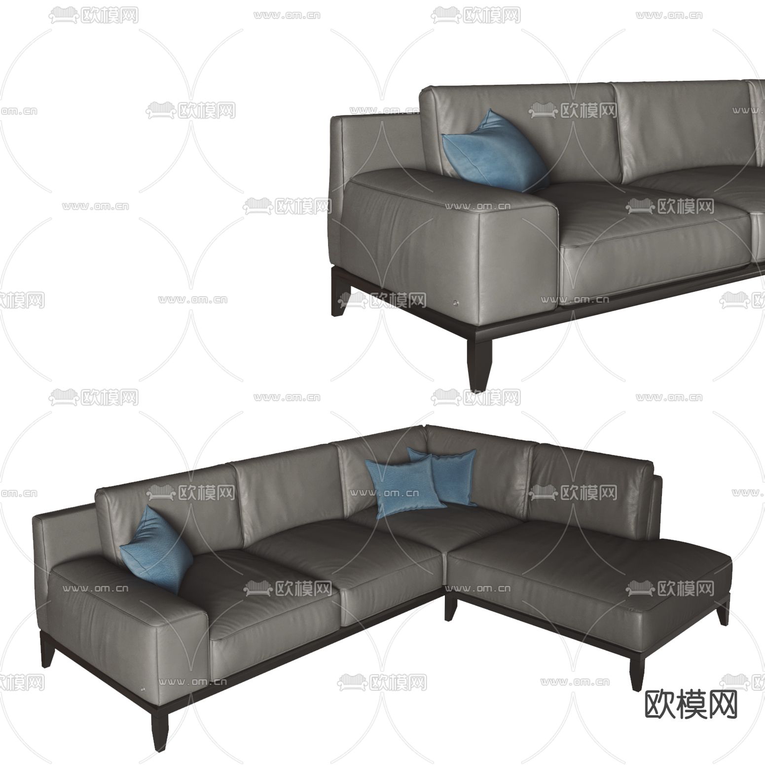 多人沙发 皮沙发3d模型下载