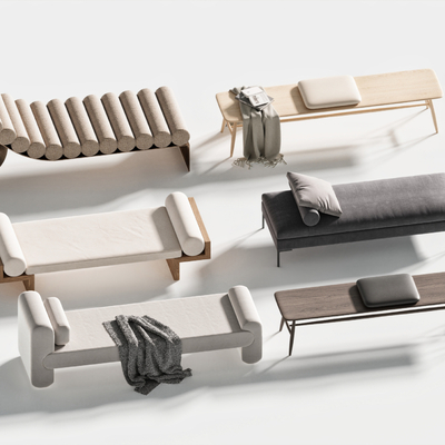  现代床尾凳 沙发凳su模型 