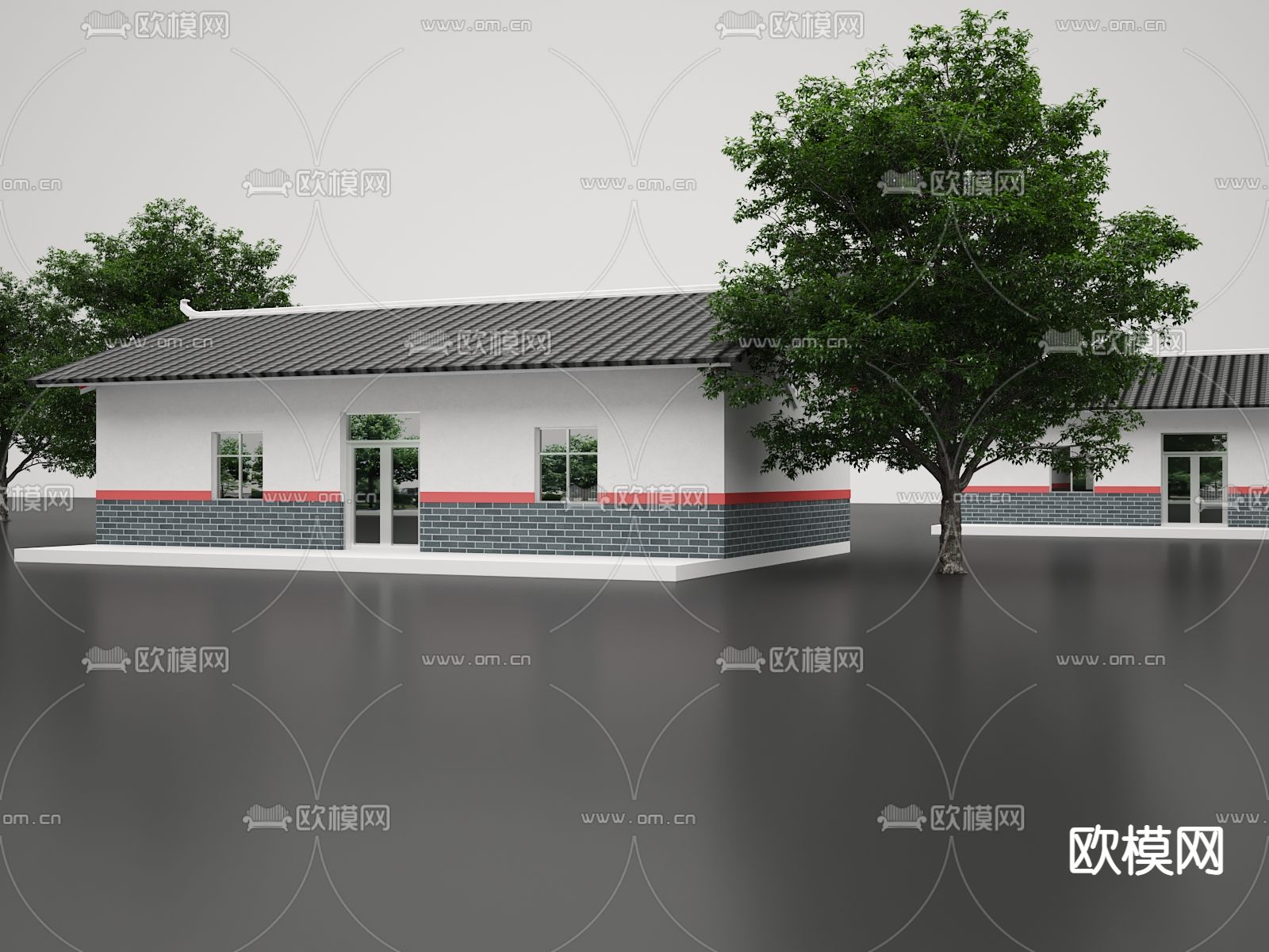 中式公共厕所建筑3d模型下载