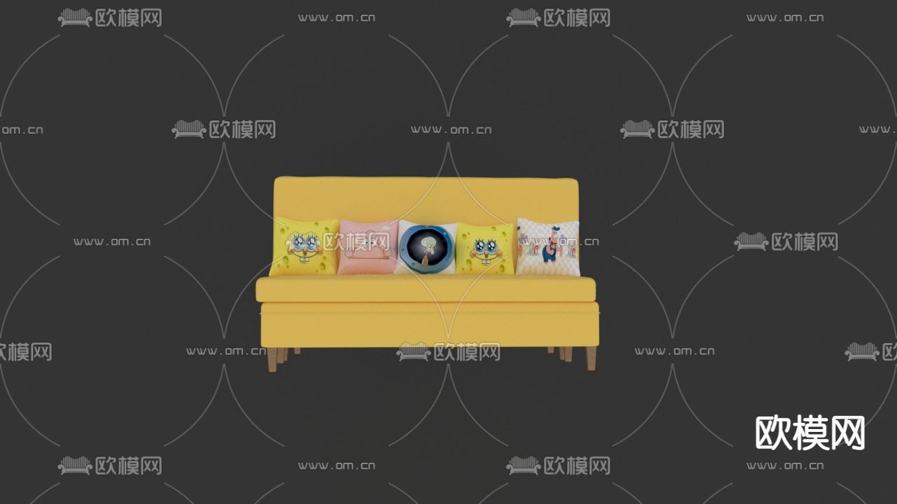 海绵宝宝沙发卡座免费3d模型下载