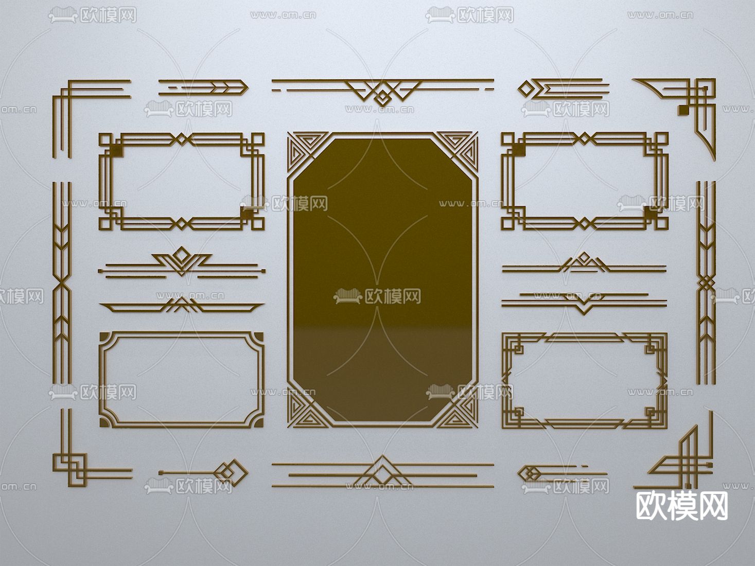 新中式窗花 线条 边框 边条3d模型下载