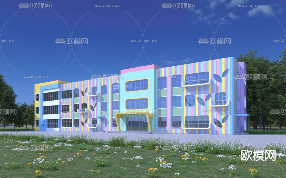 幼儿园外观3d模型下载