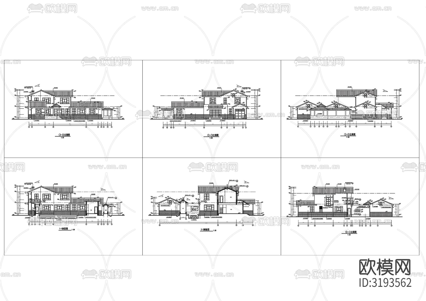 仿古建筑cad施工图下载（渲染图3）