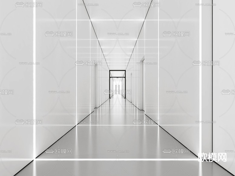 办公室过道 走廊3d模型下载