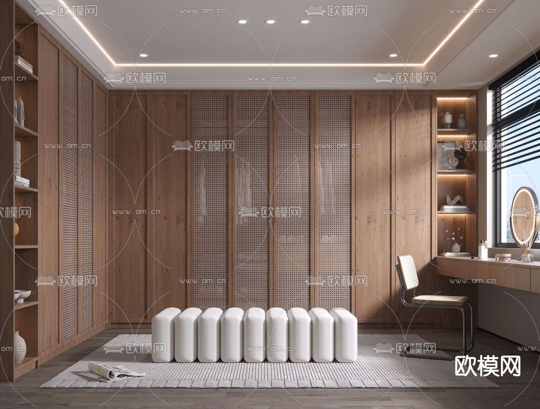 侘寂风衣帽间 梳妆间3d模型下载