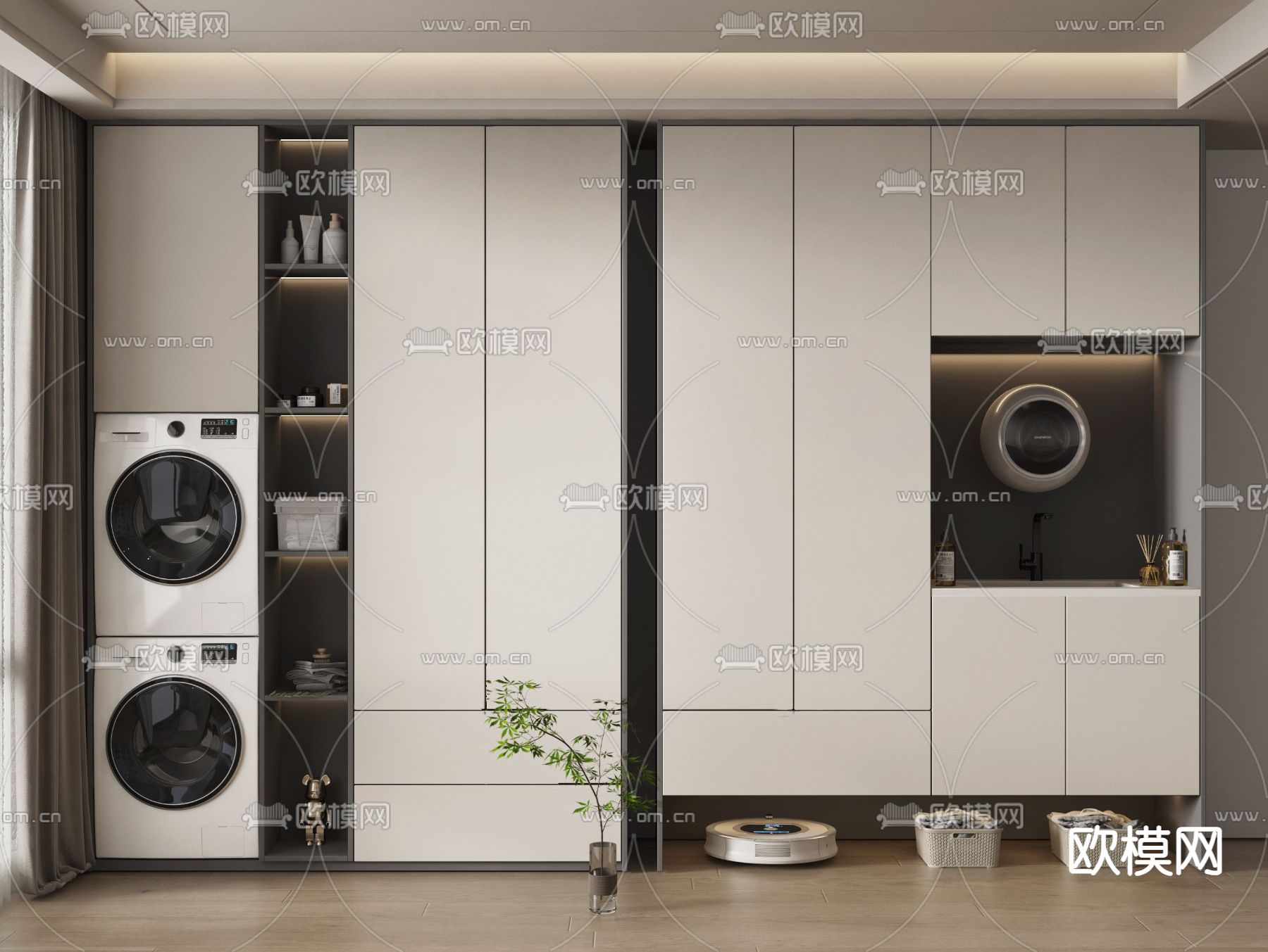 阳台洗衣机柜3d模型下载