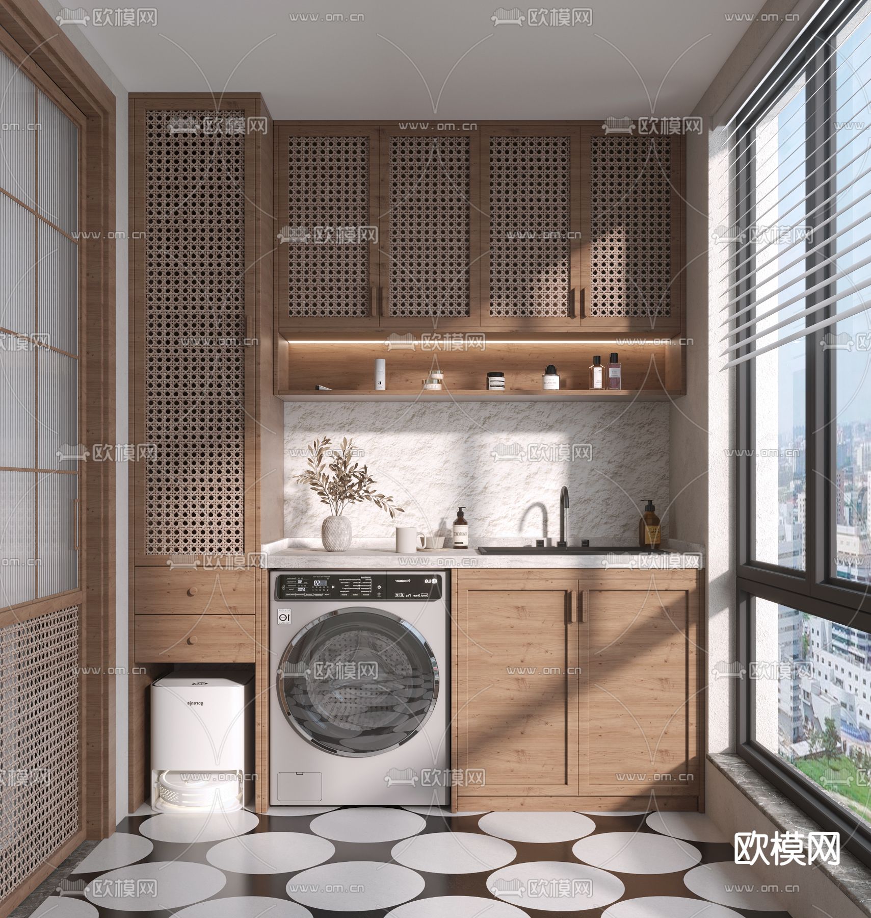 侘寂风阳台3d模型下载