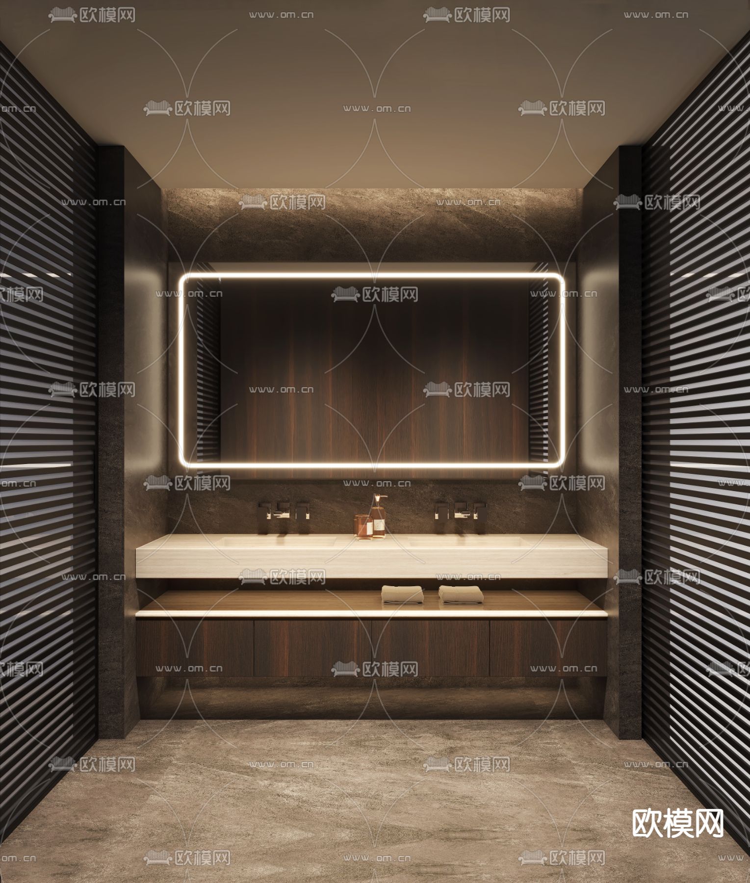 双盆洗手台3d模型下载（渲染图1）