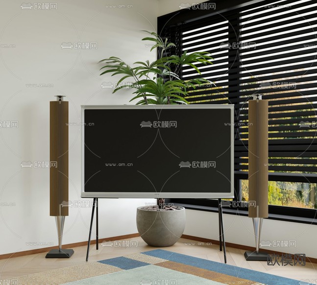 可移动电视机3d模型下载