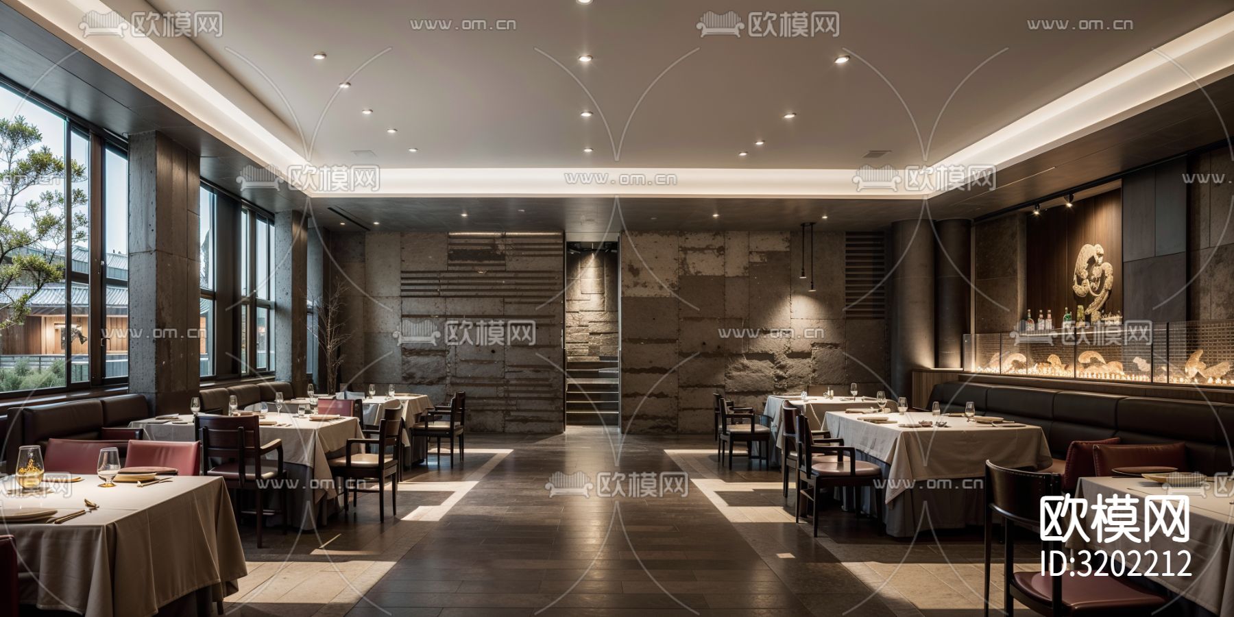 新中式中餐厅装修效果图下载（渲染图2）