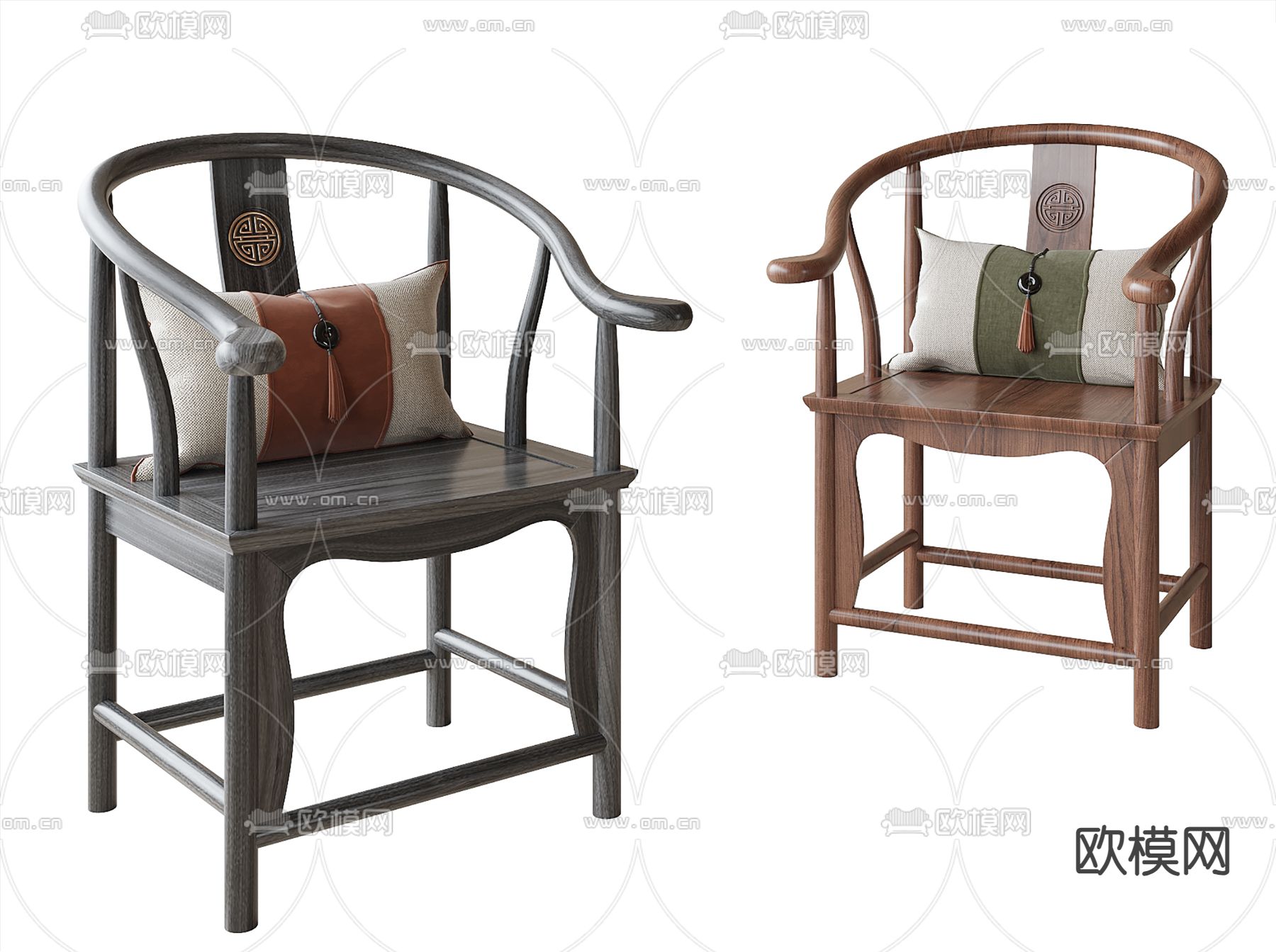 新中式餐椅su模型下载（渲染图2）