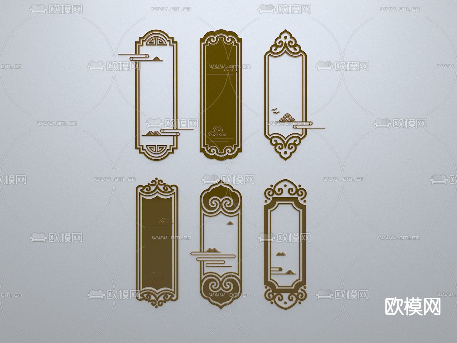中式窗花 线条 边框 镂花窗3d模型下载