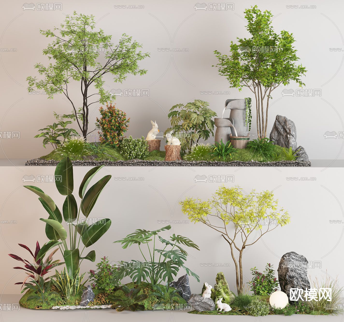 庭院景观小品 植物堆su模型下载（渲染图2）