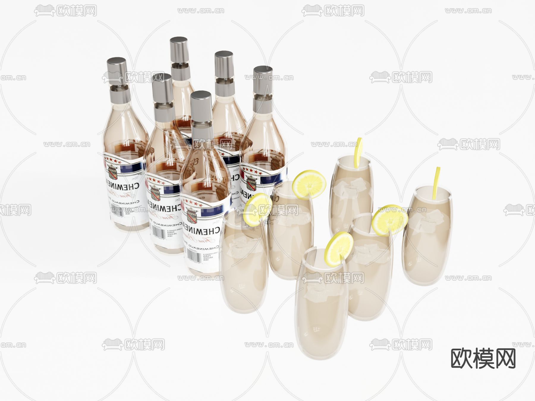 酒具 酒瓶 酒杯su模型下载（渲染图2）