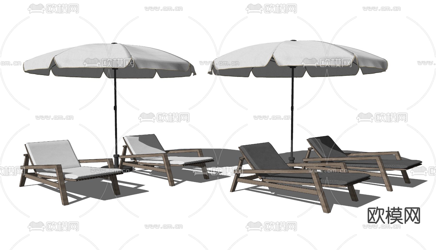 现代户外躺椅su模型下载（渲染图1）