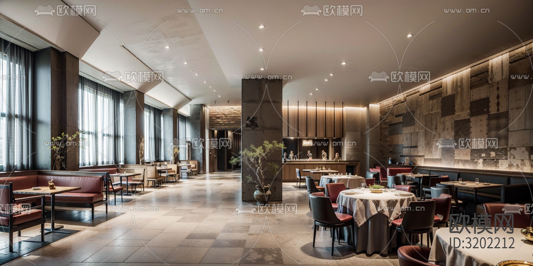 新中式中餐厅装修效果图下载（渲染图1）