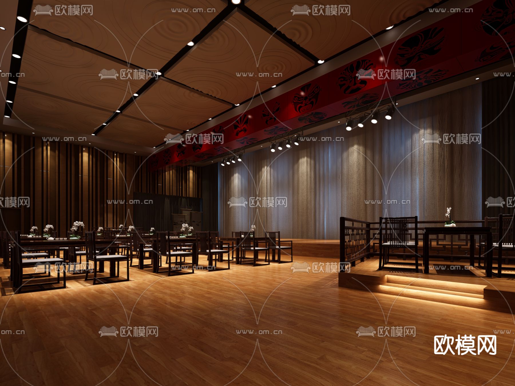 新中式剧场 剧院3d模型下载（渲染图2）