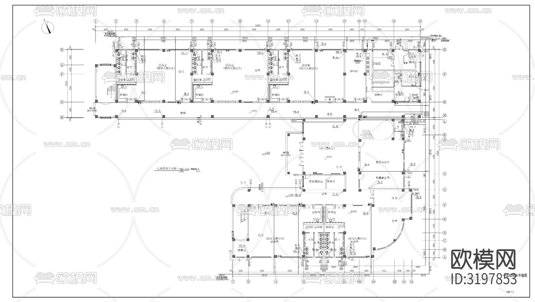 幼儿园给排水cad施工图下载（渲染图5）
