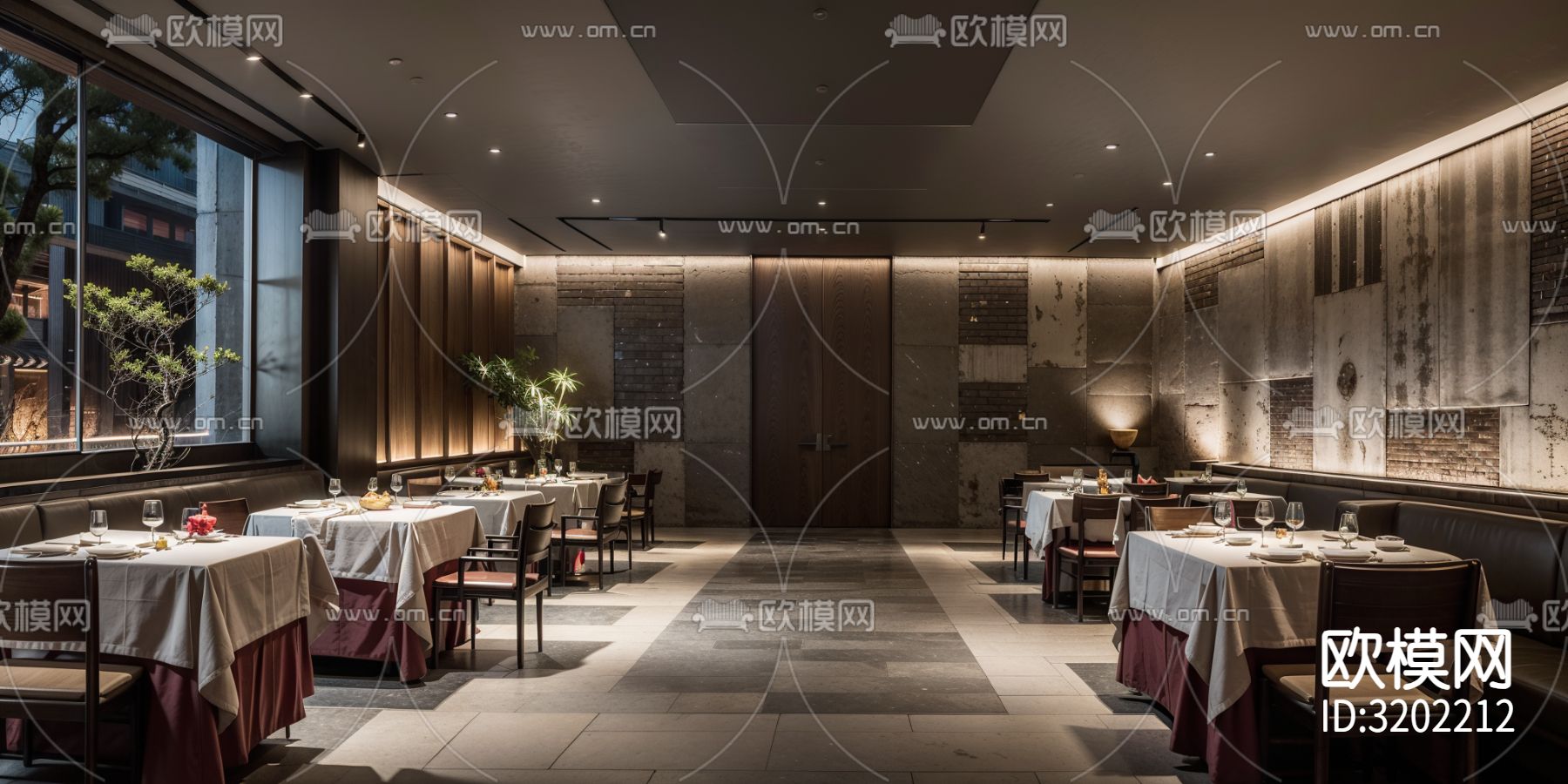 新中式中餐厅装修效果图下载（渲染图3）