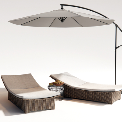  现代藤编躺椅su模型 