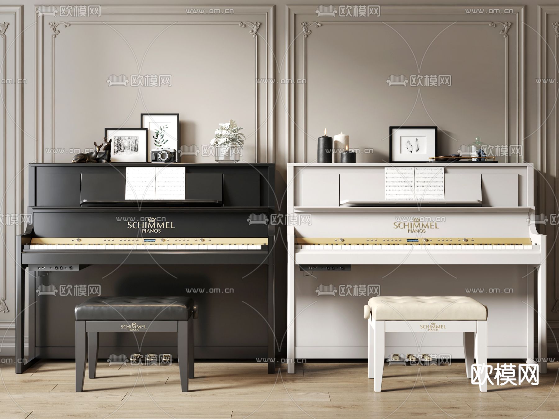 现代钢琴su模型下载（渲染图2）