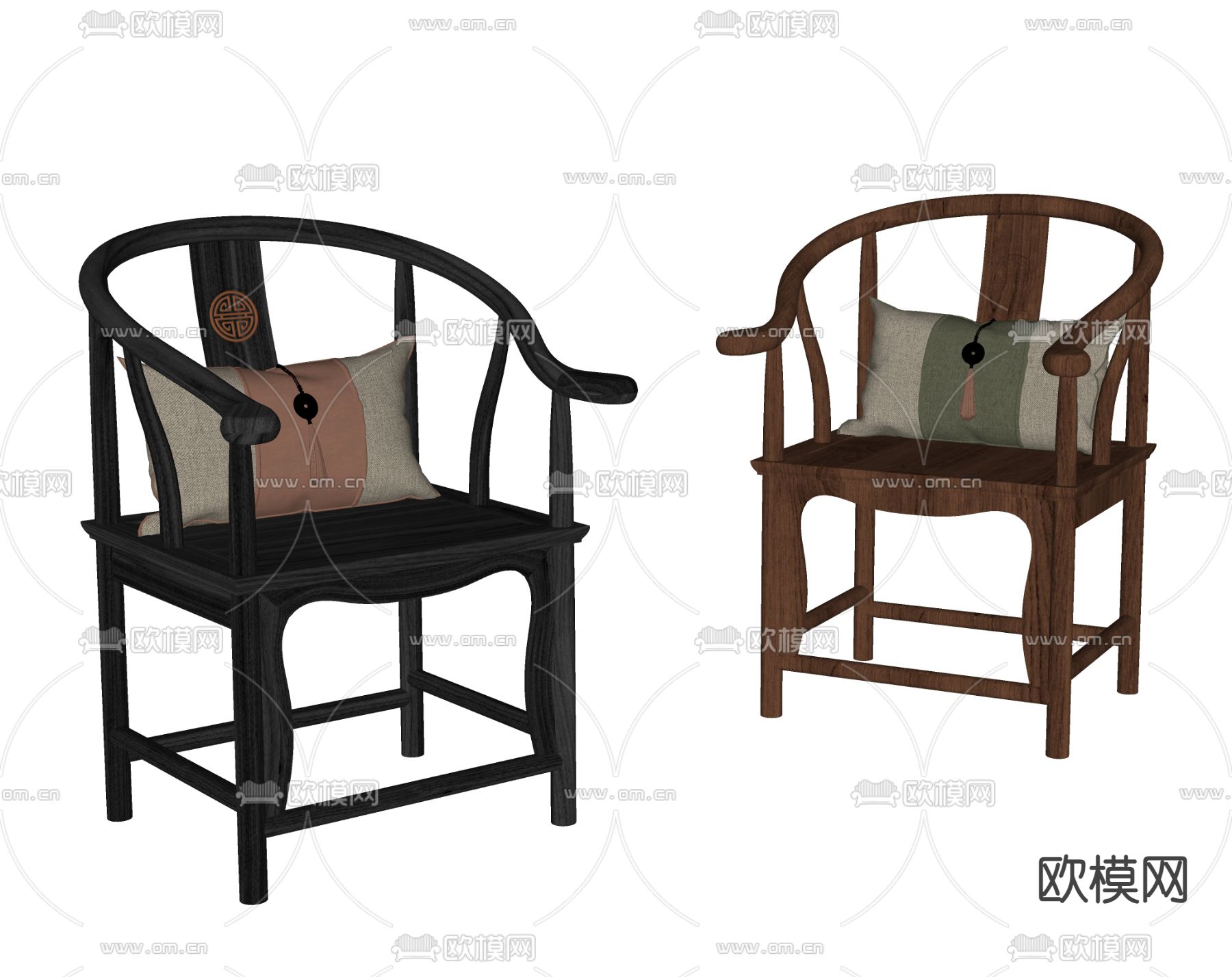 新中式餐椅su模型下载（渲染图1）