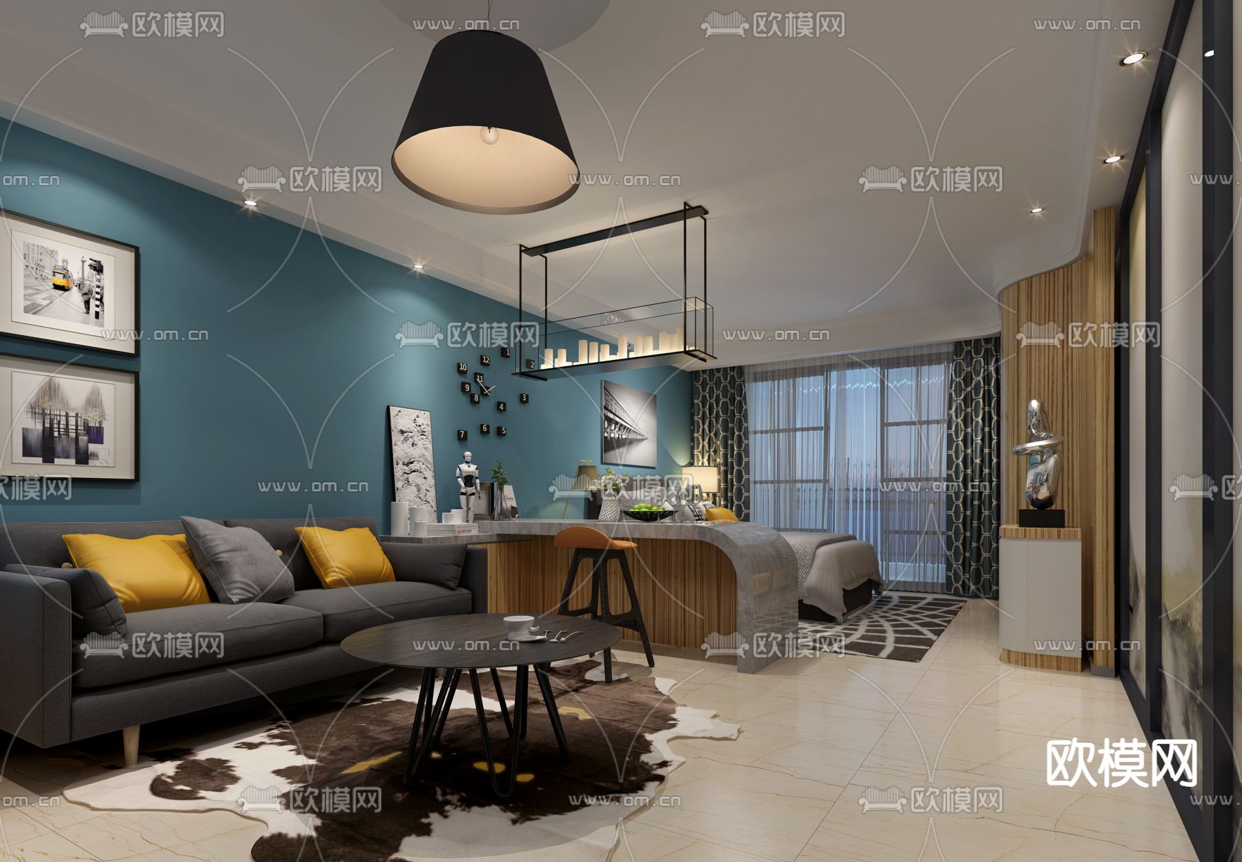 现代民宿 公寓免费3d模型下载（渲染图2）