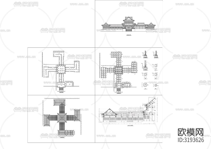 羅漢堂建筑CAD施工圖下載(渲染圖1)