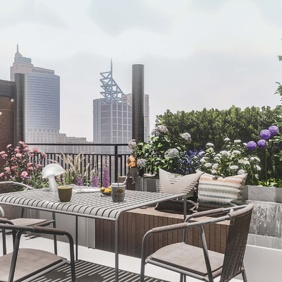  现代屋顶花园su模型 