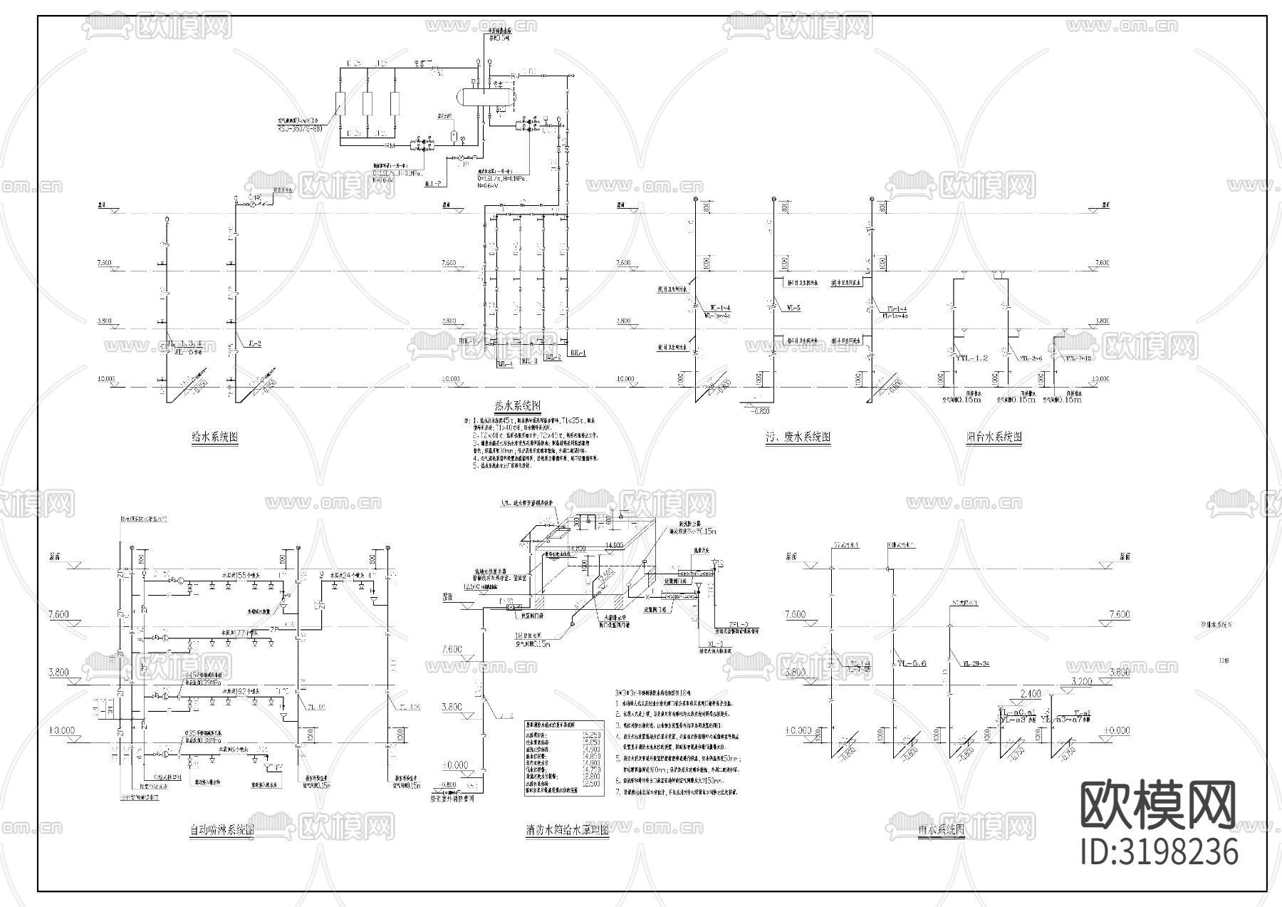 幼儿园给排水cad施工图