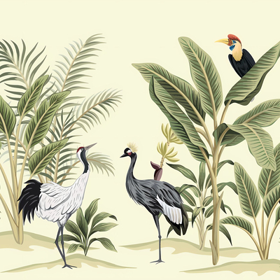  新中式植物壁纸贴图 