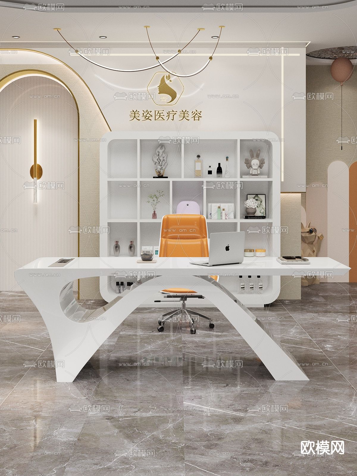 现代美容院前台免费3d模型下载