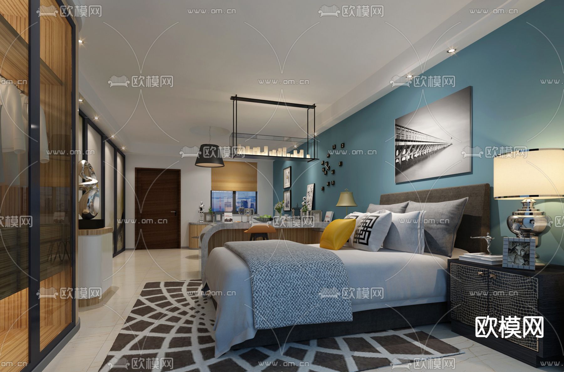 现代民宿 公寓免费3d模型下载（渲染图1）