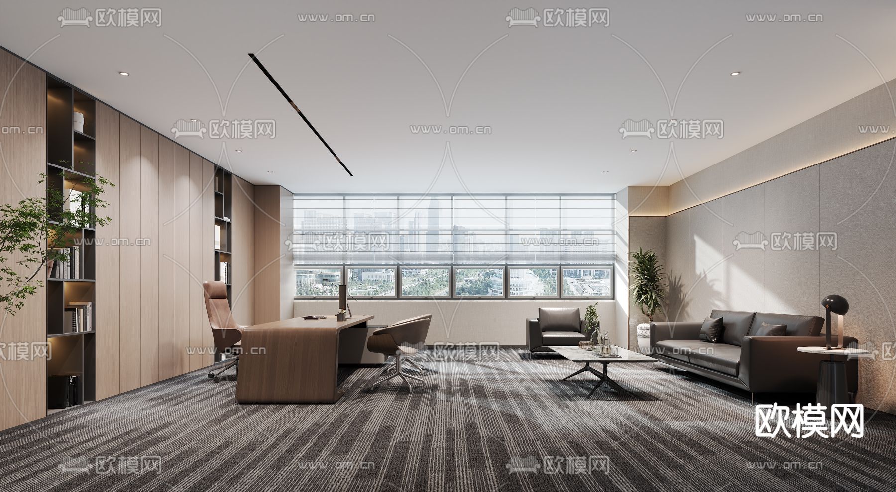 现代总经理办公室su模型下载（渲染图2）
