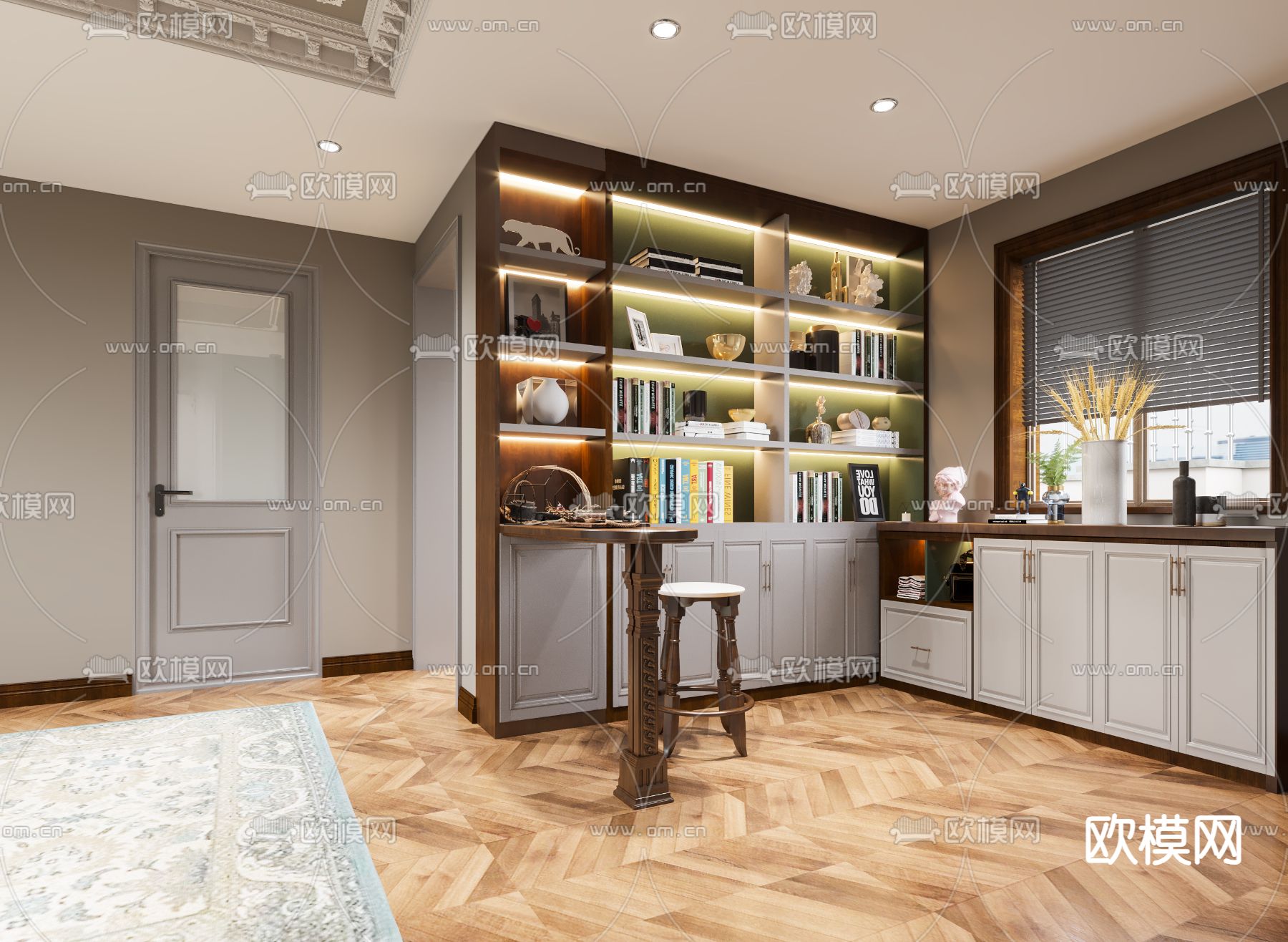 欧式古典卧室 主卧 主人房3d模型下载（渲染图2）