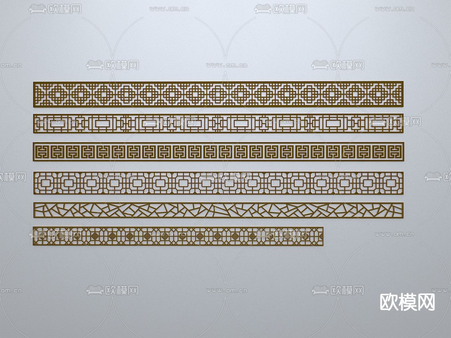 新中式窗花 线条 窗格 边框3d模型下载