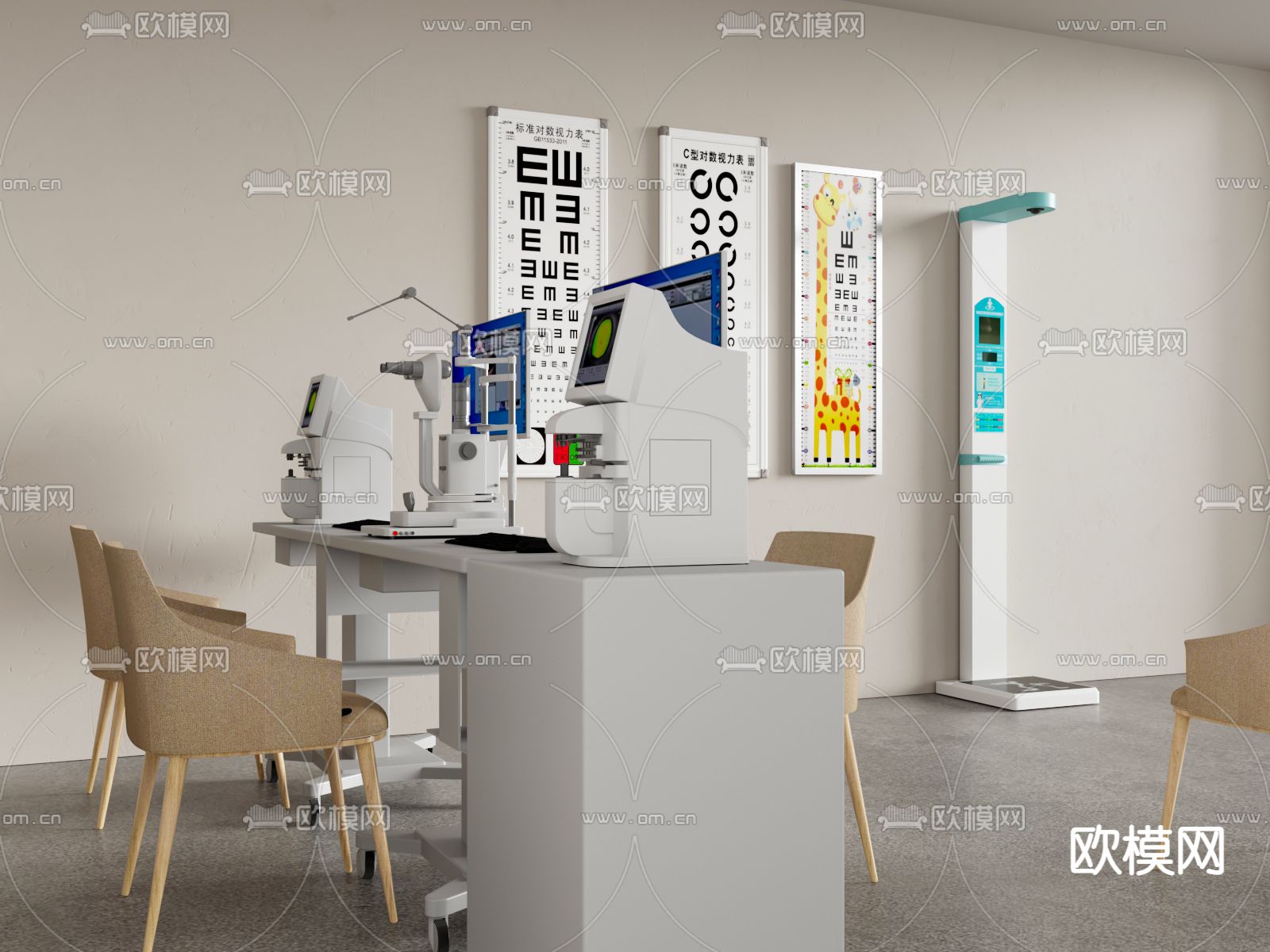 医疗器材 验光仪 视力表3d模型下载