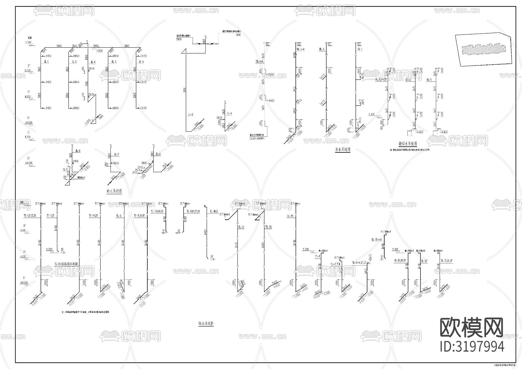 幼儿园水施cad施工图下载（渲染图2）