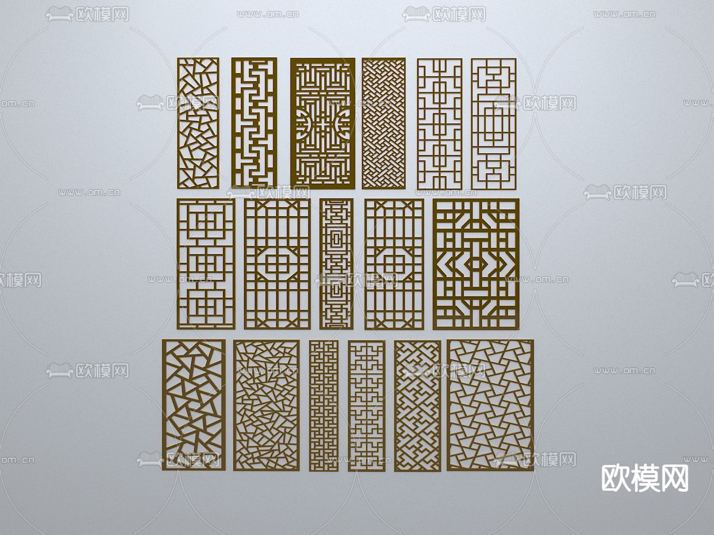 中式窗花 窗格 窗台 边框 镂花窗3d模型下载