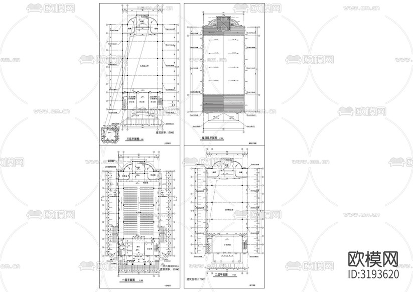 基督教堂建筑CAD施工圖下載(渲染圖2)