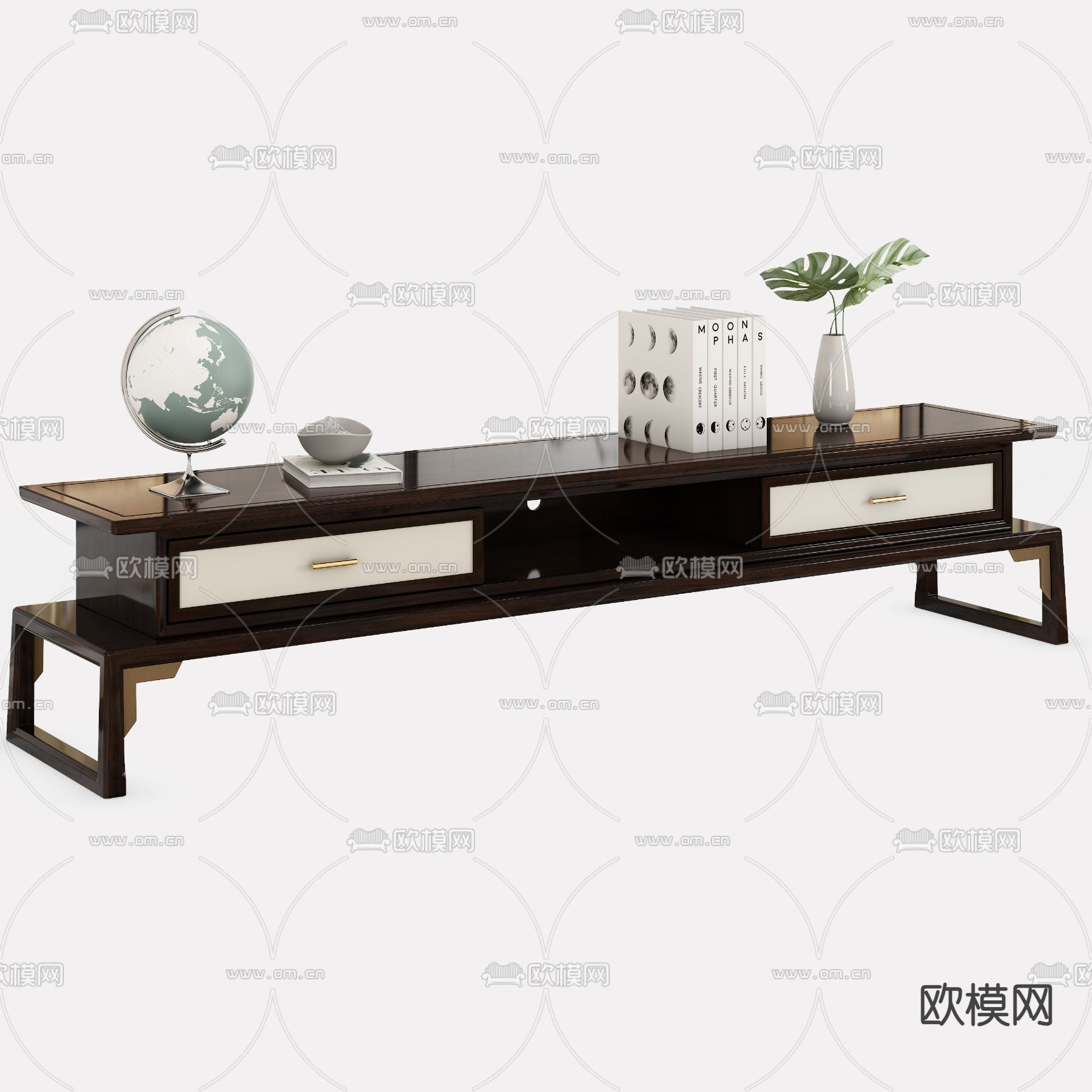 中式电视柜3d模型下载