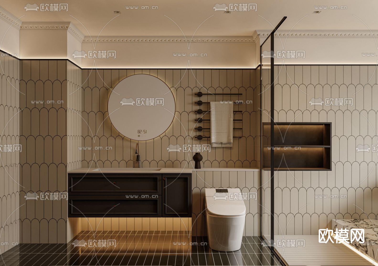 法式卫生间 浴室su模型下载（渲染图3）