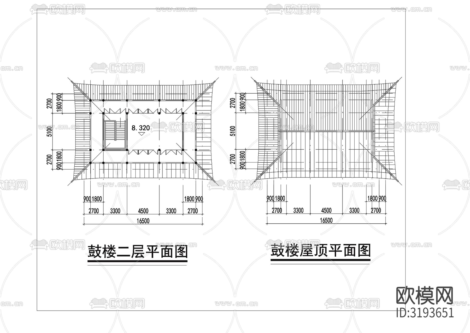 鼓楼建筑CAD施工图下载（渲染图2）