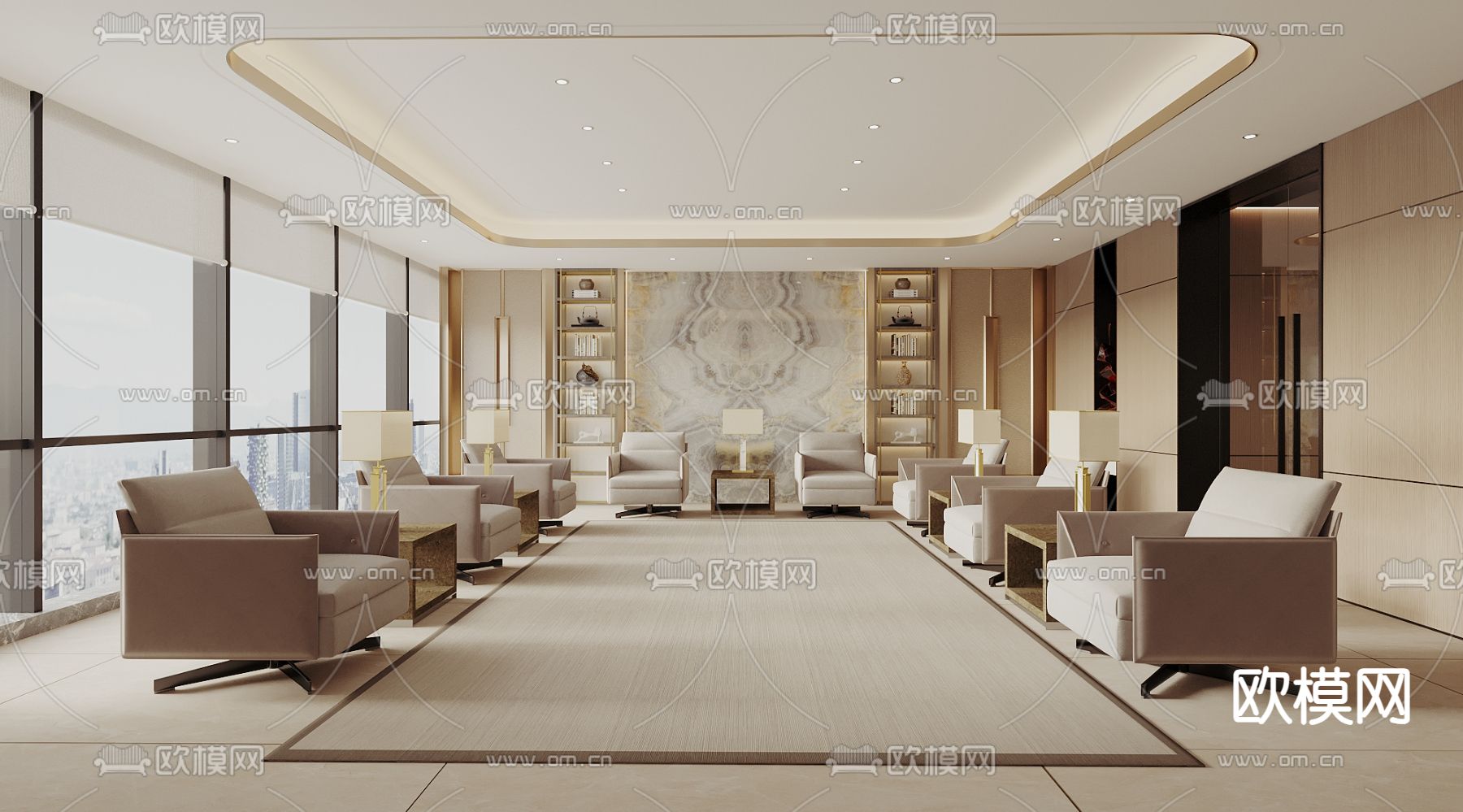 轻奢接待室 会客厅3d模型下载