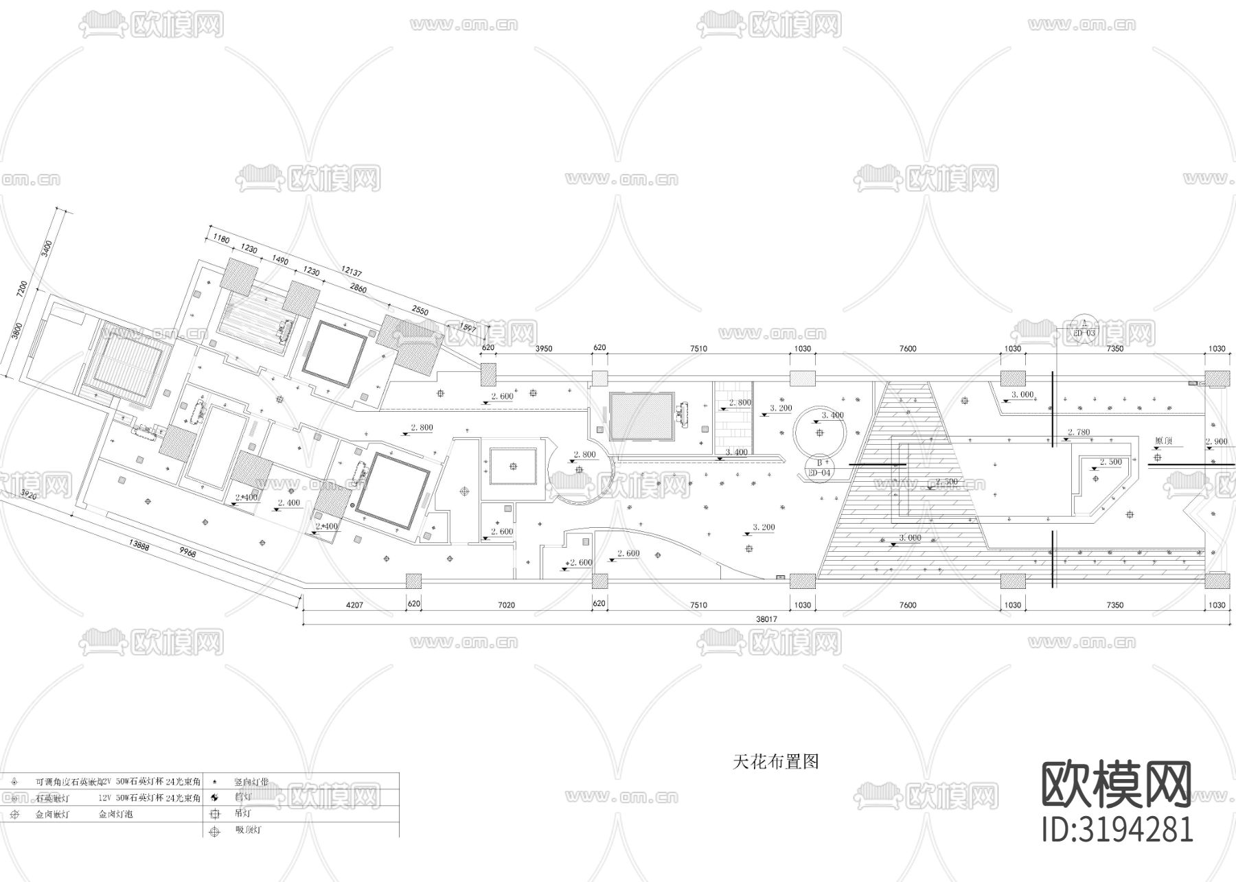 460㎡美容美发店 理发店CAD施工图下载（渲染图3）