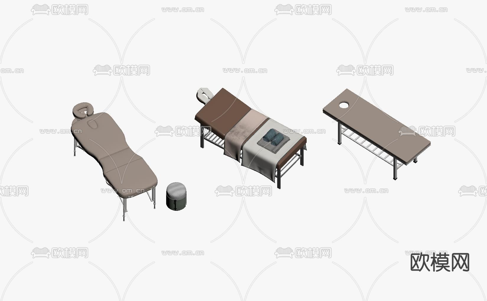 按摩床 美容床 洗头床su模型下载（渲染图1）