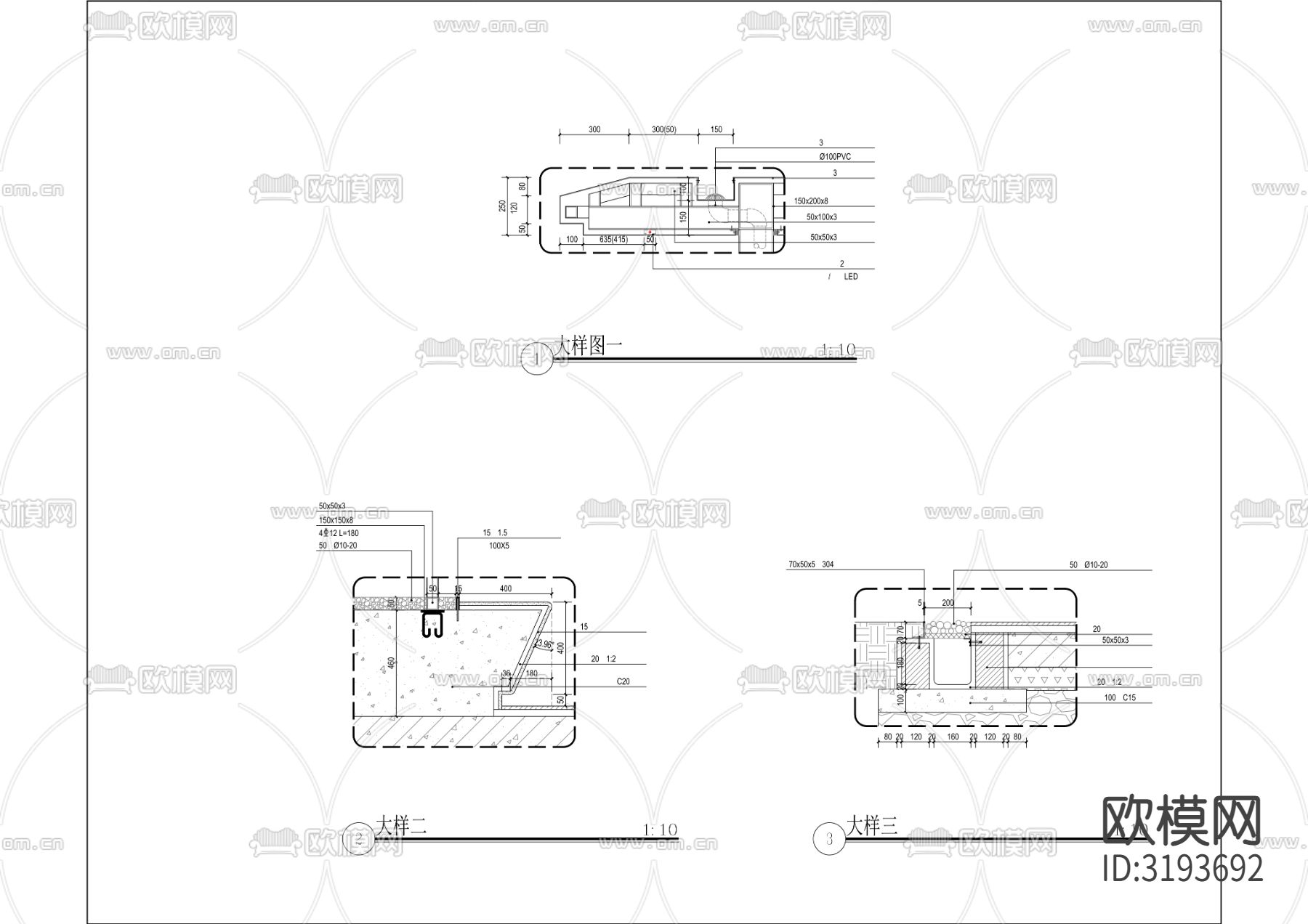 异形特色廊架节点大样图下载（渲染图1）