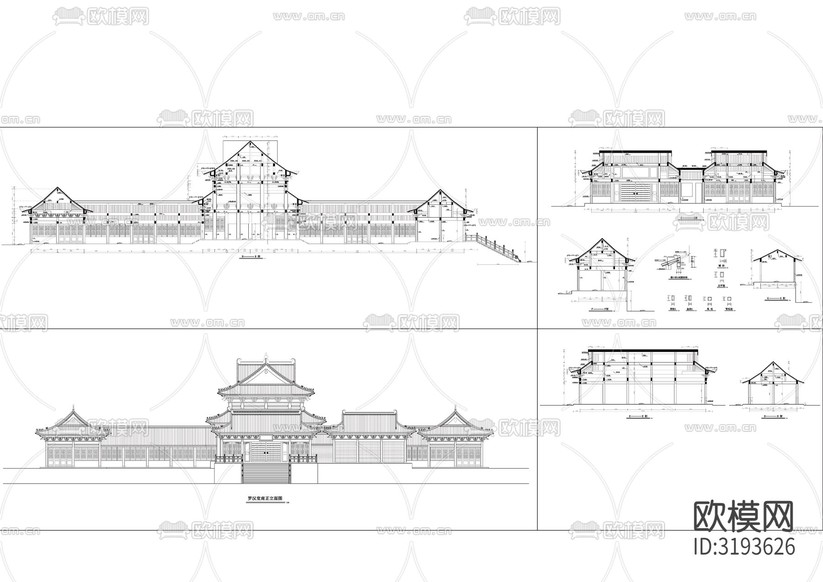 羅漢堂建筑CAD施工圖下載(渲染圖2)