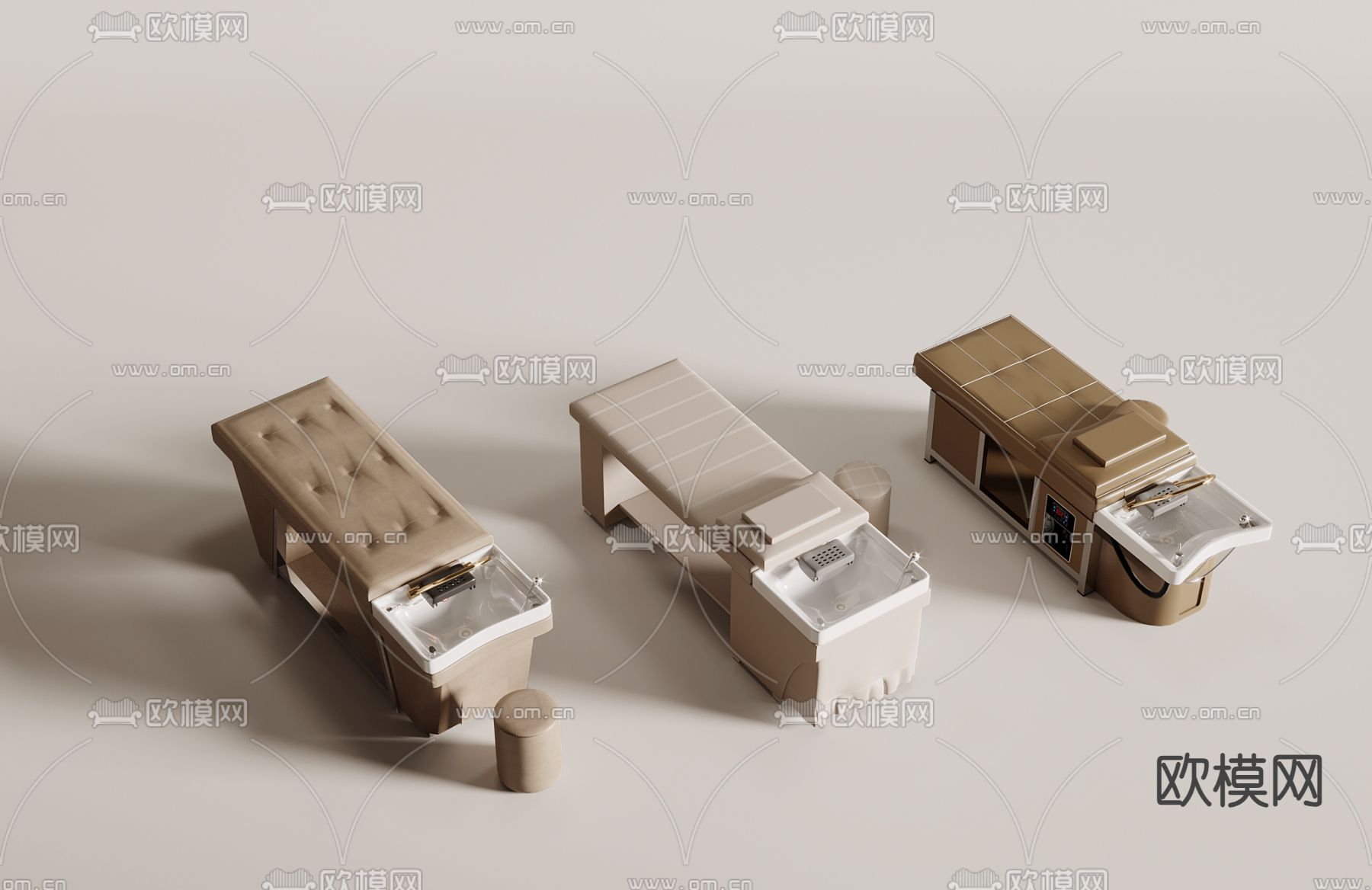 按摩床 美容床 洗头床3d模型下载