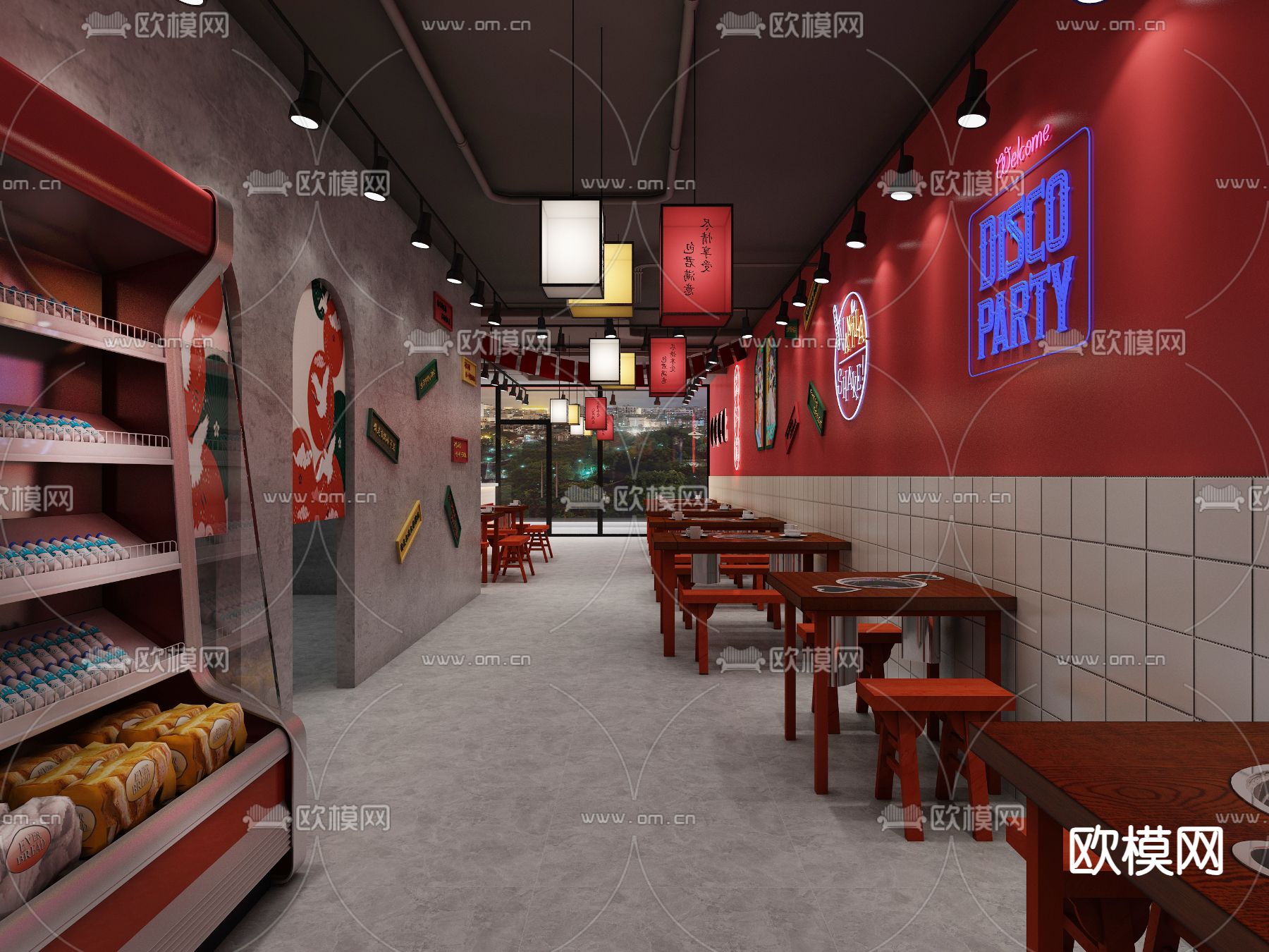 新中式火锅店3d模型下载（渲染图1）